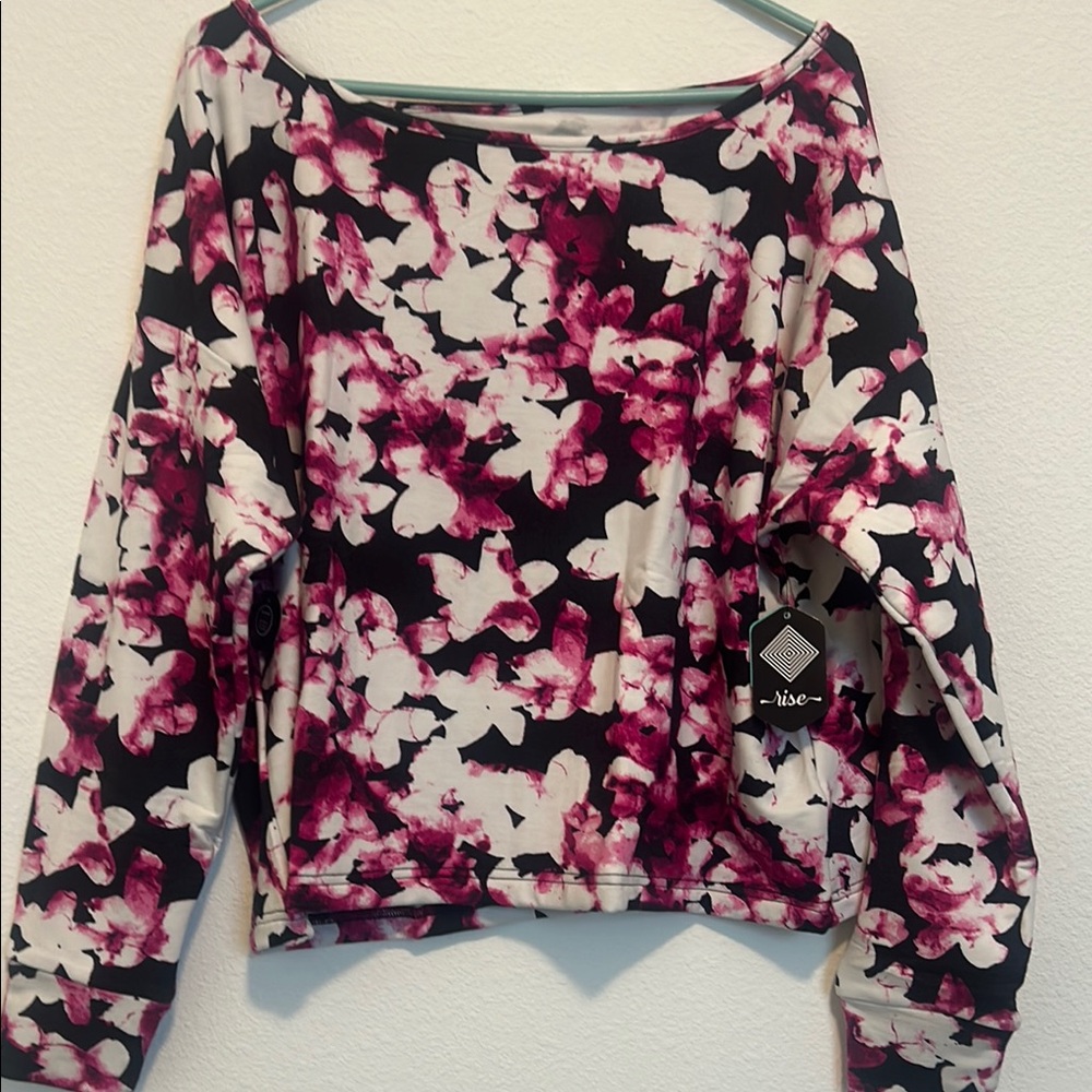 Women's Floral Top - Black and Pink